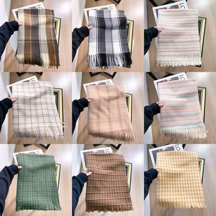 新款 复古披肩围脖批保暖 千鸟格小香风英伦格仿羊绒格子围巾女冬季