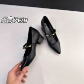 牛皮版 尖头内增高7cm通勤玛丽珍鞋 巨好看绝美高跟鞋 女2026新款