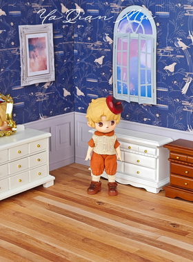 卧室五斗柜微缩家具ob11娃屋1:12bjd迷你床头柜凳子挂拍照木摆件