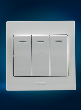 西蒙三开双控开关插座面板三联双开床头三位双连86型墙壁L51032BY