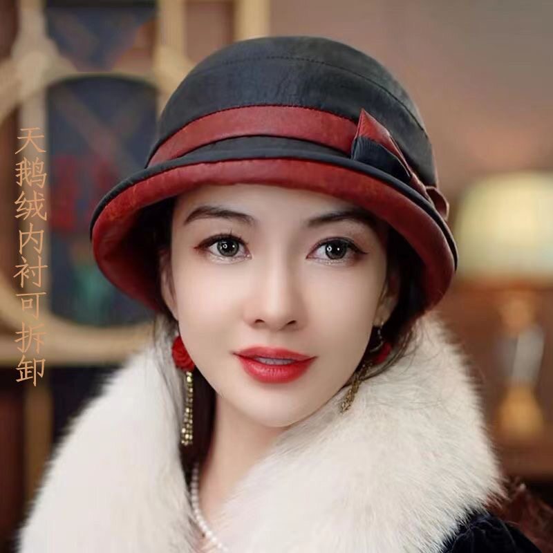 【香云纱礼帽】布塔重磅真丝桑蚕丝香云纱防晒遮阳防紫外线帽0651