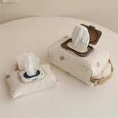 韩式 车载小熊抽纸盒挂式 卡通宝宝推车湿纸巾收纳袋多功能纸巾盒