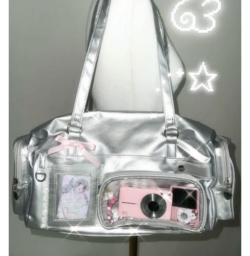 Shawne 26s春新韩国正品代购 Y2K透明口袋拉链时尚百搭甜美单肩包