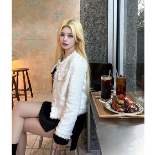 小众双口袋粗花呢复古显瘦夹克外套 代购 Shawne 26s春新韩国正品