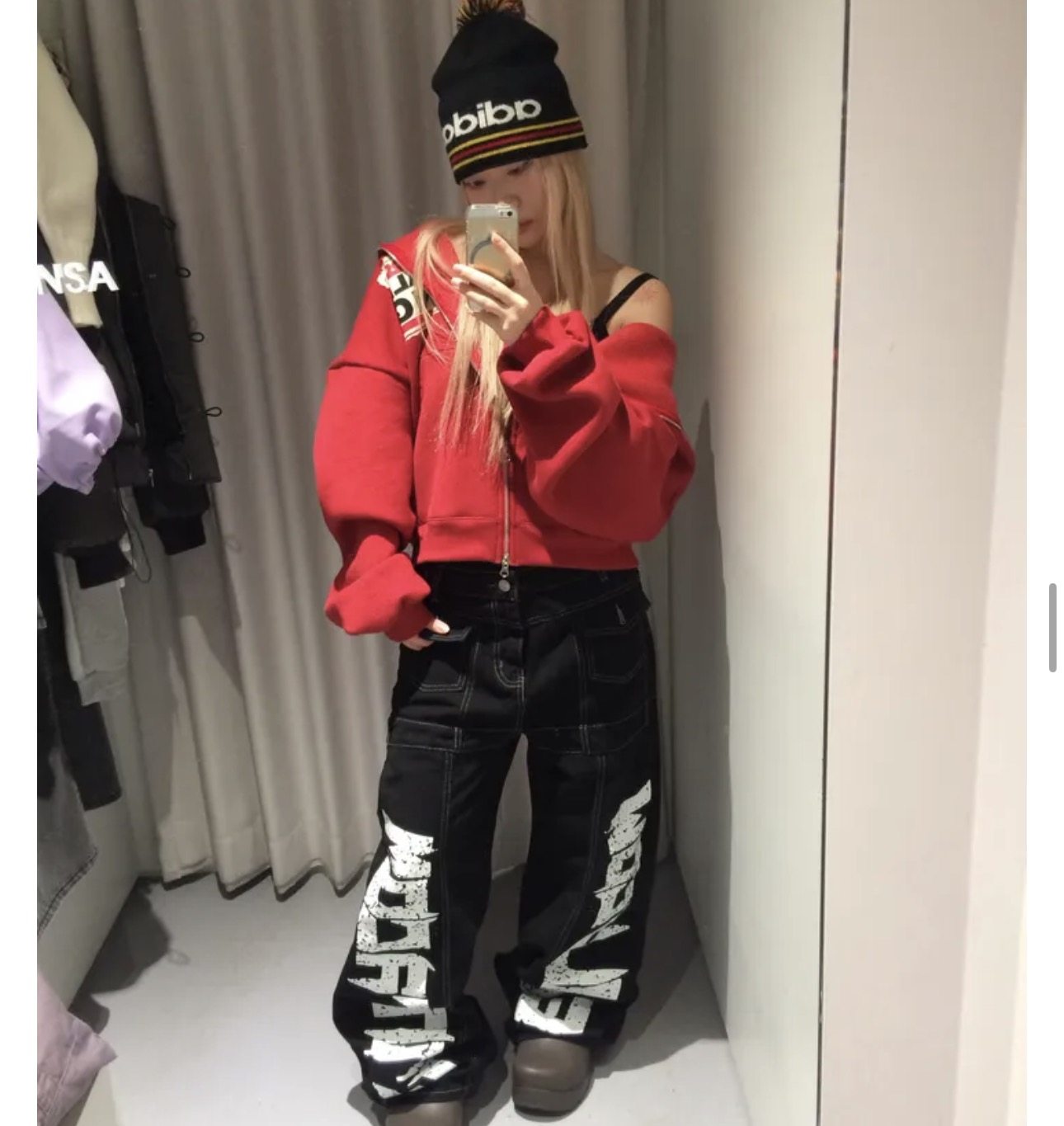 Shawne 26s冬新韩国正品代购 Y2K个性字母印花拼接水洗阔腿休闲裤,女装/女士精品,休闲裤,淘宝优惠券,粉丝福利购,淘宝优惠卷