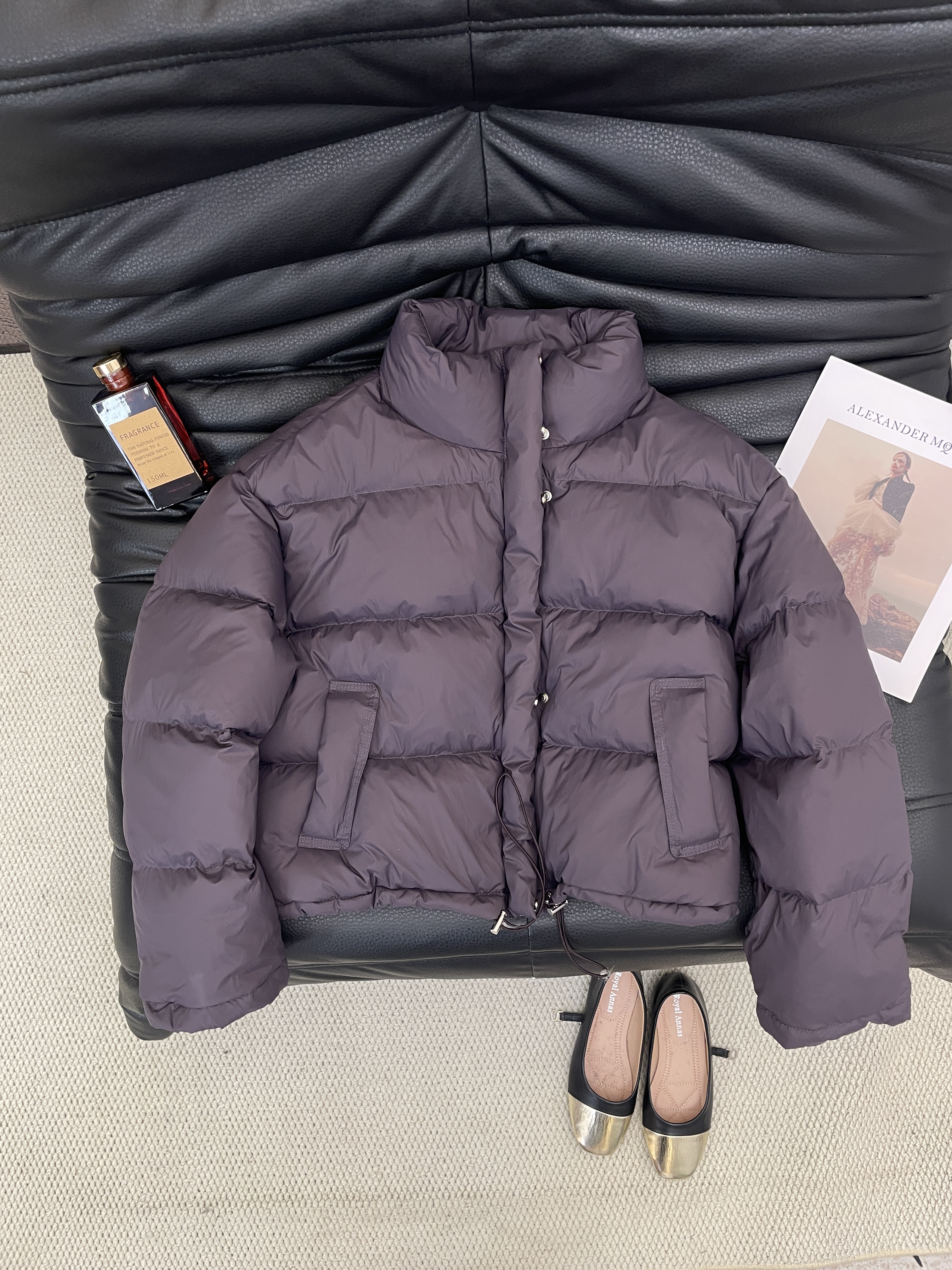 韩系90白鸭绒羽绒服女冬季新款短款时尚立领抽绳保暖面包服外套潮