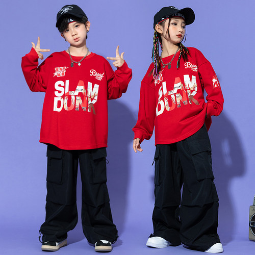 儿童嘻哈街舞服工装阔腿裤演出服