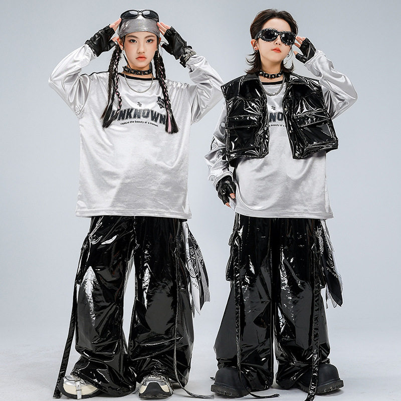街舞儿童潮服男女童亮面皮衣马甲皮裤套装hiphop架子鼓酷帅表演服,童装/婴儿装/亲子装,儿童演出服,淘宝优惠券,粉丝福利购,淘宝优惠卷