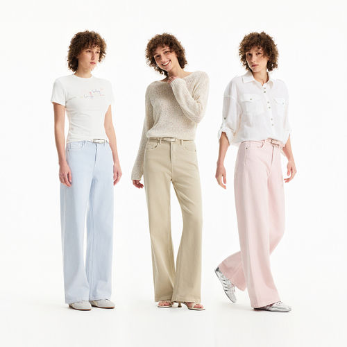 高腰四面弹直筒牛仔裤女