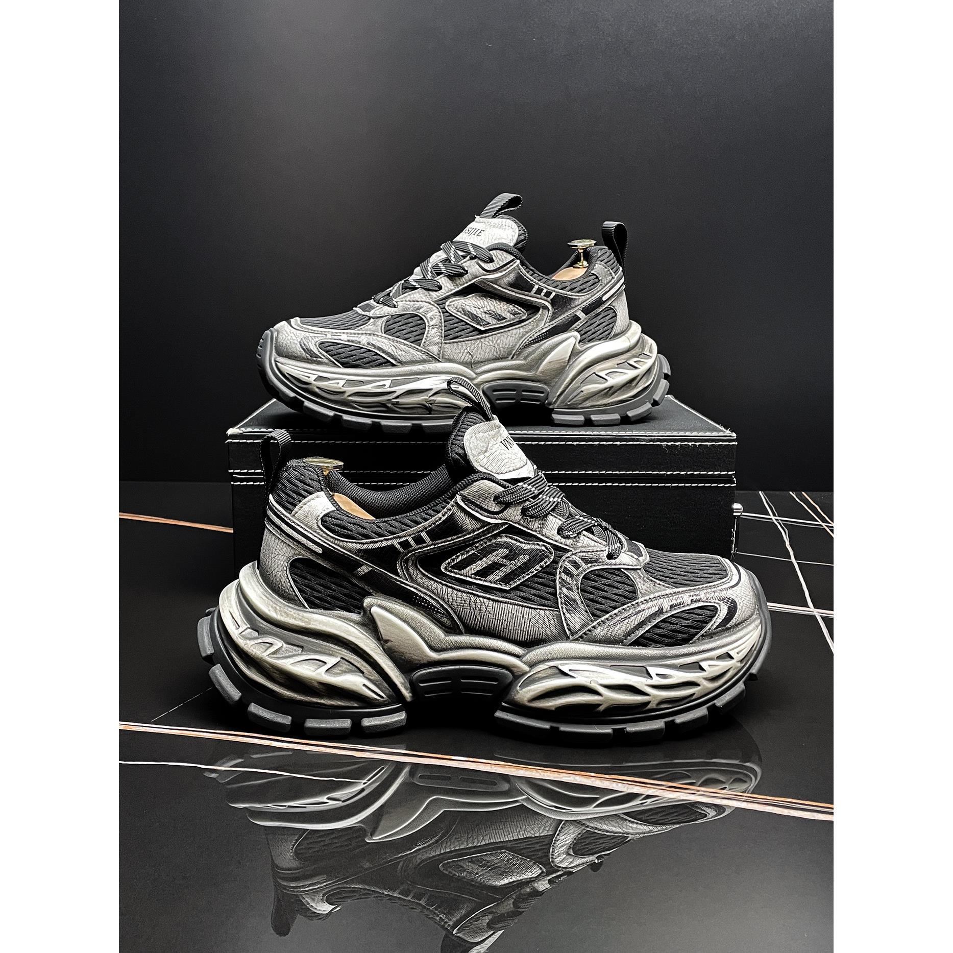 欧洲站超火复古老爹鞋男款增高厚底运动休闲鞋子男2025新款慢跑鞋