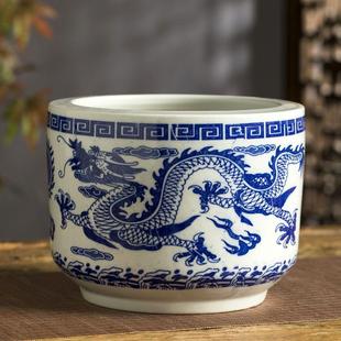 直筒香炉祠堂青花瓷香炉陶瓷家用供奉仙家专用香炉拜祖先供炉老式