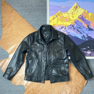 高端商务夹克全植鞣无涂绵羊皮真皮皮衣日系修身 机车翻领外套男士