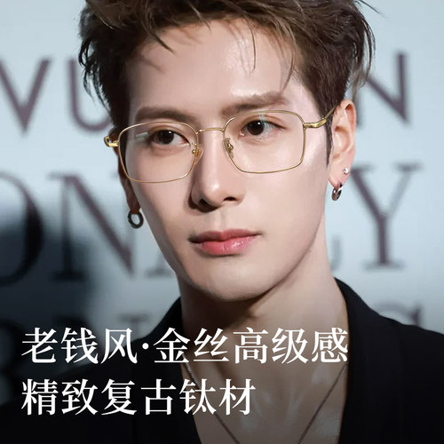 超轻纯钛金丝商务眼镜男复古