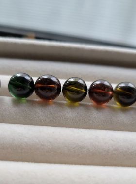 包邮天然老料碧玺单株散珠隔珠7-10mm升级手链黑糖黑玫瑰