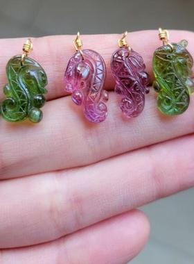 包邮天然碧玺吊坠 锁骨坠 手链吊坠 古龙方牌鱼 猴首