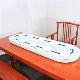 长方形餐桌电动转盘家用高档酒店民宿旋转椭圆形展示台转动器定制