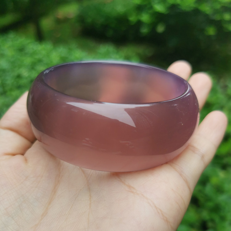 新品天然超宽帝王紫玉髓手镯紫色加宽轮胎版玛瑙手镯女玉镯子少女