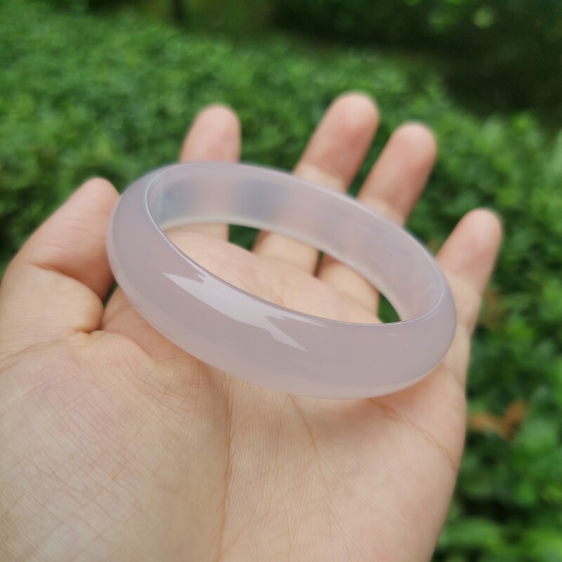 冰种荔枝冻白玛瑙手镯天然冰紫罗兰玉髓白月光玉石镯子年轻少女款