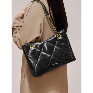 托特包女大容量2025女式 菱格链条单肩包设计感女包情人节礼物 新款