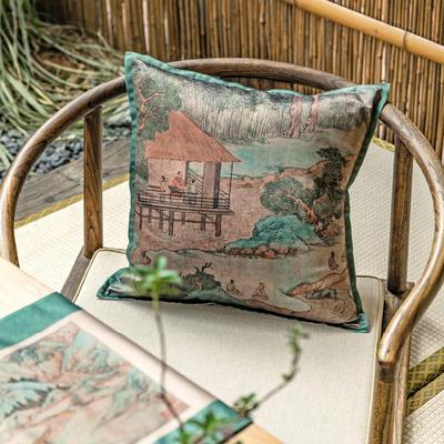 新中式高端轻奢高级感靠垫兰亭序飘窗床头靠枕靠背抱枕沙发客厅