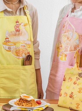 斗贤中式防水围裙新款纯棉透气女夏季薄款透气家用厨房漂亮情侣款