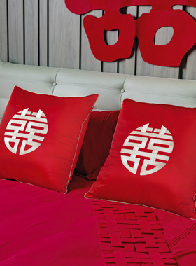 结婚抱枕红色喜字床上大靠枕喜庆装饰婚房靠垫套一对压床婚庆囍