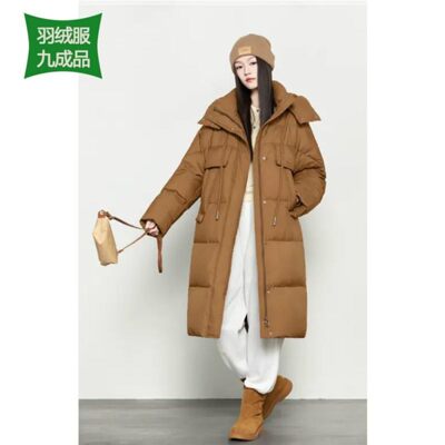 2025羽绒服九成品衣壳中长款休闲面包半成品衣皮帽子可拆卸9239