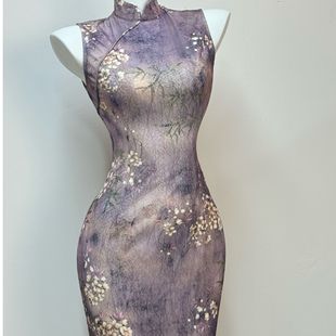 秋辞香 弹力春夏款 新中式 国风旗袍连衣裙 春不晚无袖