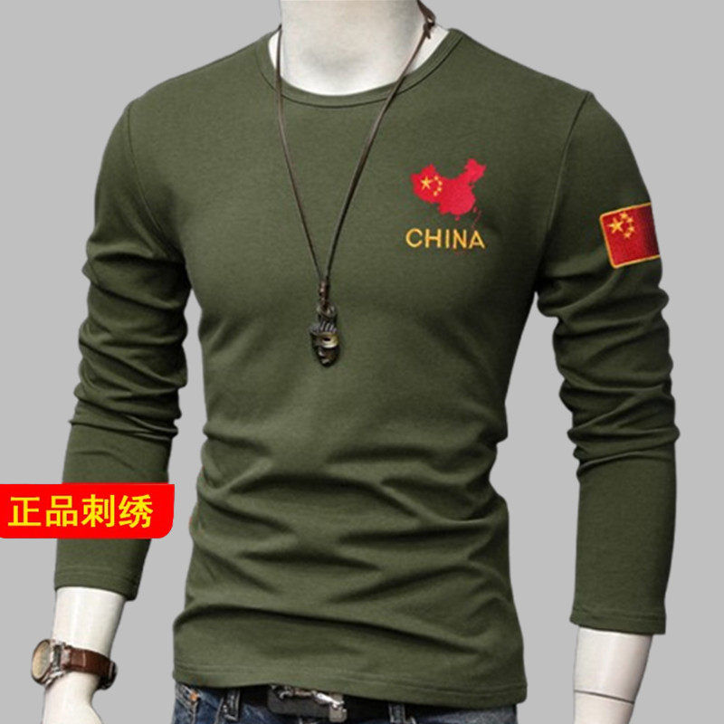 秋装刺绣运动休闲修身新款透气长袖t恤男潮牌圆领打底衫大码男款