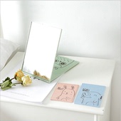 台式 公主化妆镜大号折叠镜子便携卡通宿舍纸镜随身梳妆镜