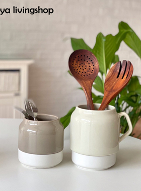 现货韩国进口陶瓷筷子勺子锅铲收纳罐筒tackaon筷子筒防霉沥水架