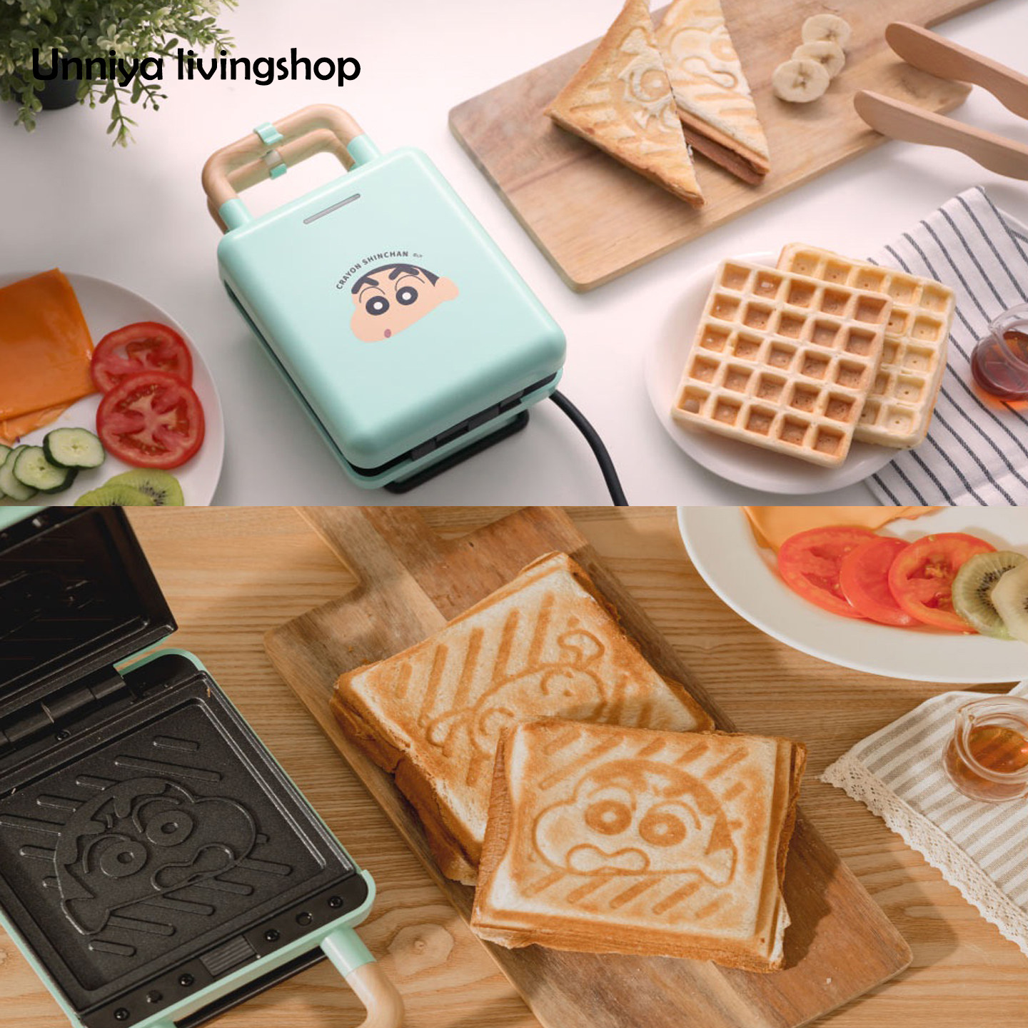 蜡笔小新三明治机早餐机吐司机轻食机多功能吐司机烤面包机烹饪机