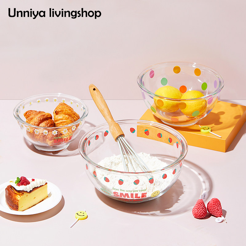 韩国进口耐热玻璃碗沙拉碗烘焙碗发面盆和面打蛋碗水果碗微波炉,餐饮具,碗,淘宝优惠券,粉丝福利购,淘宝优惠卷