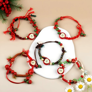 景德镇圣诞苹果手工编织手链高级感陶瓷平安果欧美风手绳手串手饰