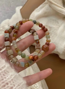 新中式复古天然石串珠手链叠戴