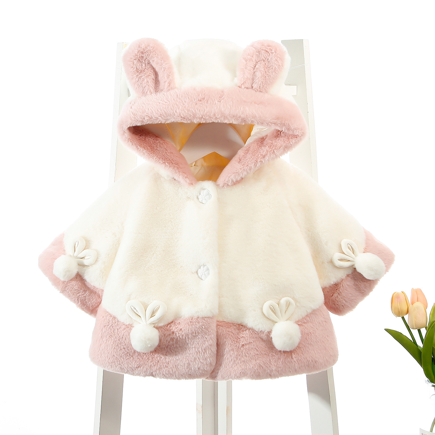 女童披风斗篷秋冬装2025新款加厚保暖洋气女宝宝毛毛外套外出防风