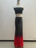 傣族舞服装 演出服抹胸黑色傣族舞蹈演出服艺考练功服练习裙裙子