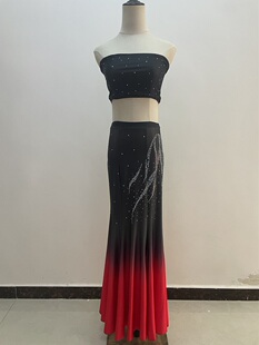 傣族舞服装演出服抹胸黑色傣族舞蹈演出服艺考练功服练习裙裙子