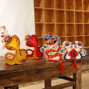 纸灯笼 祥瑞迎春灯复古风国潮DIY手提发光花灯