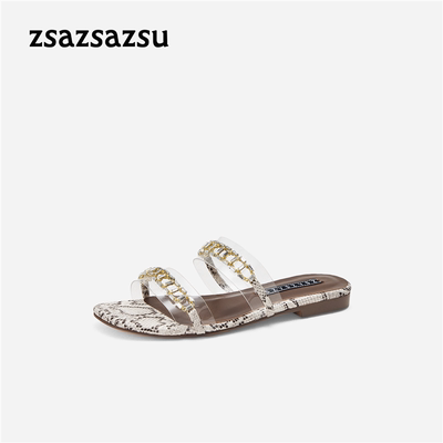 zsazsazsu莎莎苏2026夏新钻带复古凉拖鞋女外穿一脚蹬Z76306A-12