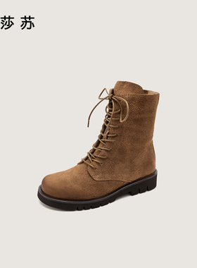 zsazsazsu莎莎苏2025冬复古绑带西部靴休闲女款马丁靴ZA65704-44