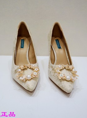 Tigrisso蹀愫2025秋蝶愫细跟蝴蝶花园贝母提花高跟女鞋TA65528-10