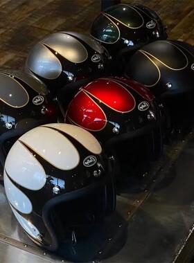 台湾Gallop复古机车3/4半盔 vespa姜戈电动车踏板摩托车火焰头盔