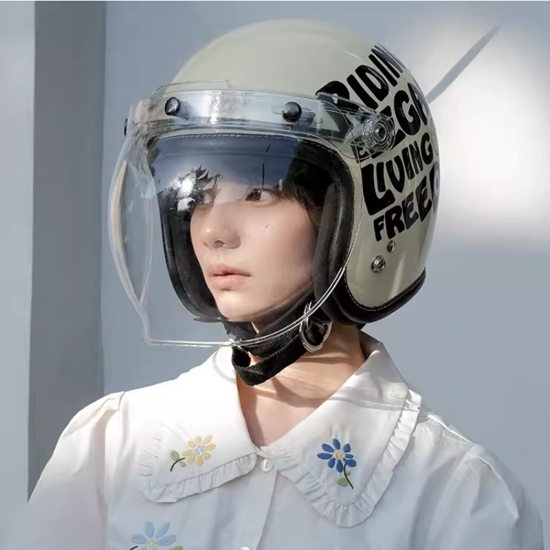 台湾OOHAMA复古盔机车34踏板车头盔维斯帕卡通可爱小盔体男女通勤