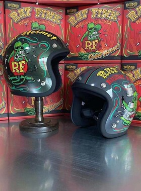 台湾芬克鼠联名gallop复古电动摩托车头盔 vespa踏板34小盔体半盔