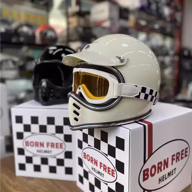 正品bornfree moto3复古小盔体山地越野全盔 美式硬汉摩托车头