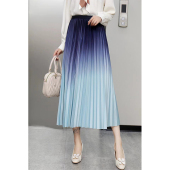 渐变压褶半身裙女春夏2025年新款 百褶裙 气质减龄松紧腰a字中长款