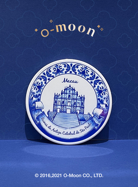 圆形杯垫 O-MOON蓝白色陶瓷澳门名胜建筑 礼物装饰杯托