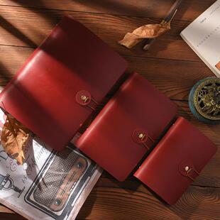 复古日记本真皮笔记本 A5A6A7无插袋款疯马皮复古手账本可印logo