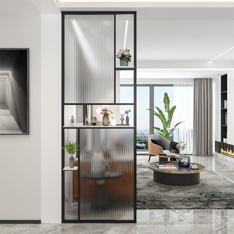 轻奢铁艺长虹玻璃隔断北欧餐客厅屏风洗手台干渴玄关现代入户装饰